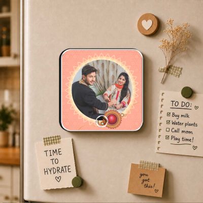 Personalized Rakhi Memory Musical Fridge Magnet Custom Photo & Audio Gift for Brother Sister  Unique Raksha Bandhan Keepsake